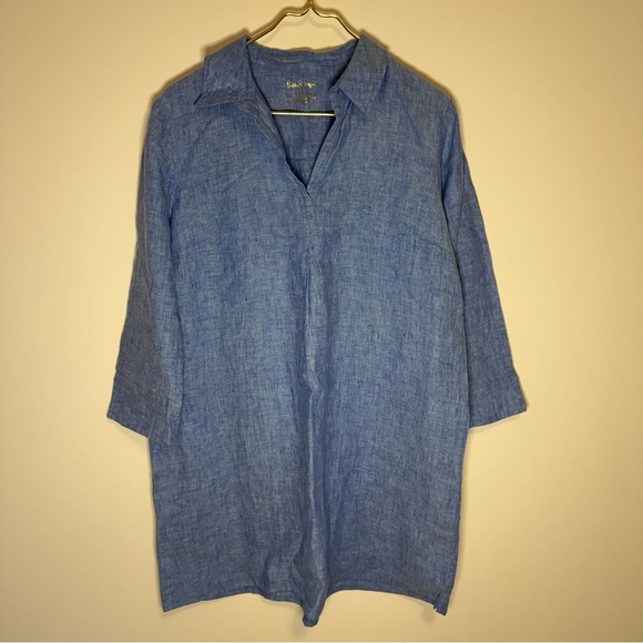Lilly Pulitzer Dresses & Skirts - Lilly Pulitzer Linen Blue Chambray Shirt/Dress Size M